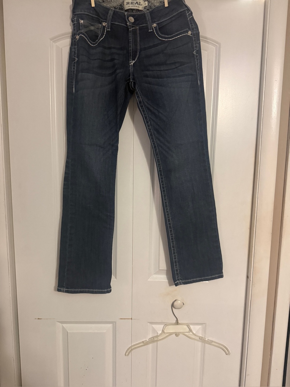 Ariat R.E.A.L. Denim 30S Straight Jeans Dark Wash Western Embroidered.
